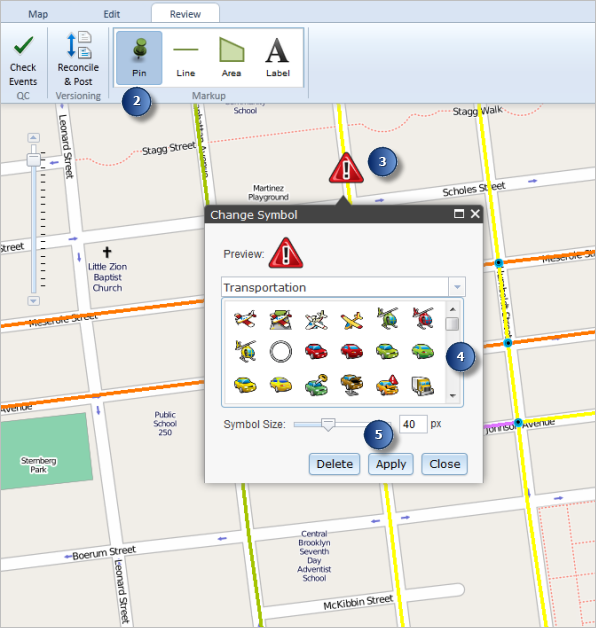 Adding a point using the markup tools Adding a point using the markup tools